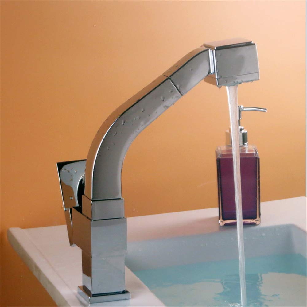 Robinet de lavabo rotatif anti-éclaboussures, mitigeur en cuivre à poignée unique