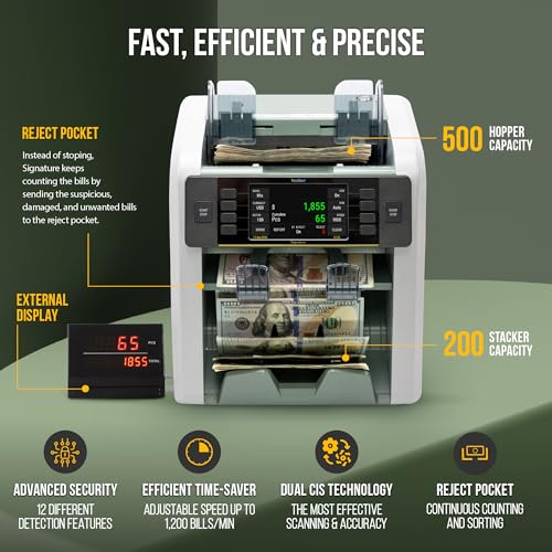 Image of KOLIBRI Money Counter Machine I LCD Display I Bank Grade I Advanced 2CIS /UV /MG /IR /MT /DD /HLF /SN IRT Detection I Mixed Denomination I Multi-Currency I Reject Pocket I 3-Years Warranty I Signature