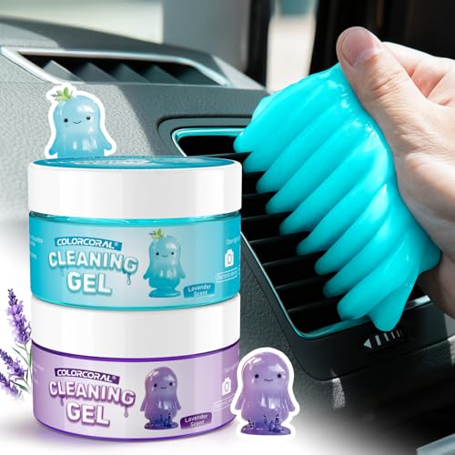 ColorCoral 2Pack Car Cleaning Gel Car Slime Cleaner Dust Remover Putty for Car Interior Dashboard Air Vent Detailing, Reusable Cleaning Gel for Car & Keyboard, Lavender Gift for Men Women