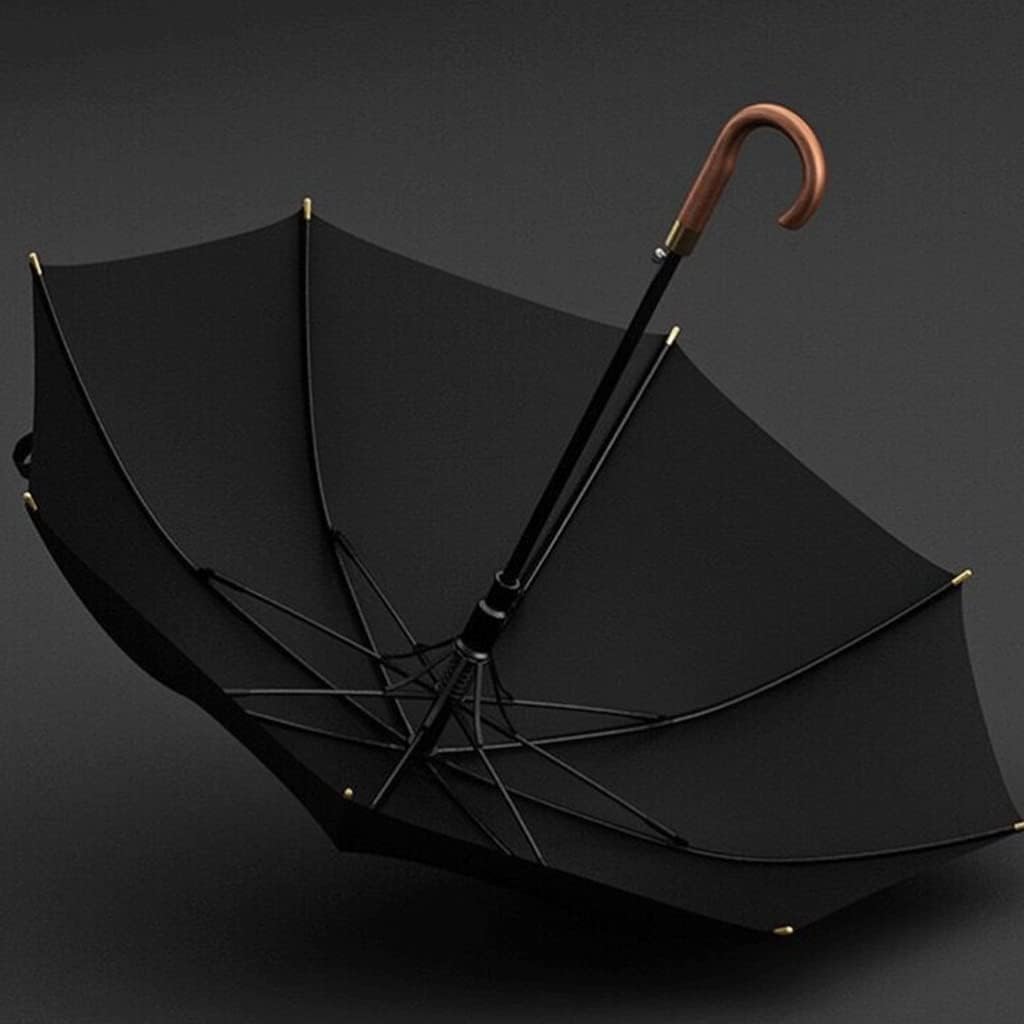 Golf Umbrella Automatic Open Windproof Waterproof Golf Umbrella with Wood Handle Extra Large Rain Stick Umbrellas for Men and Women Umbrella for Windproof Waterproof