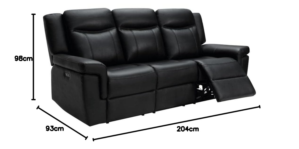 Vente-unique - Sofá Relax 3 plazas Kenneth - Piel - Negro
