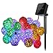 Produktbild KINGCOO Solar Laternen Lichterkette Außen, 20LED Rattan Solar Kugeln Lampions Schnur Licht für Garten Party Hochzeit Weihnachtenbeleuchtung Dekoration (Mehrfarbig)