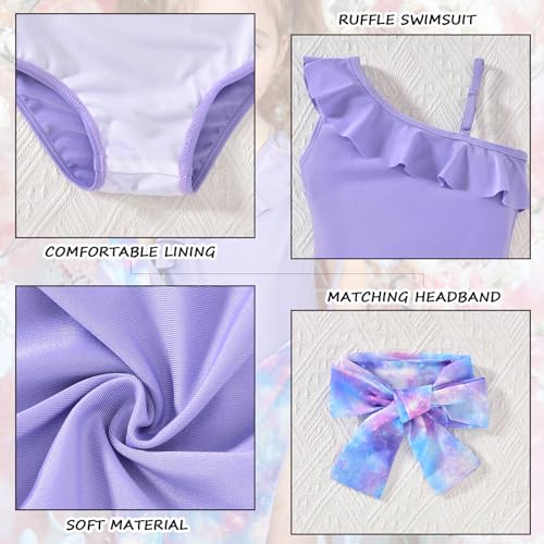 Image of HINTINA Toddler Girl One Piece Ruffle Swimsuit with Cover Up Skirt Bathing Suit Swimwear 2-7Y