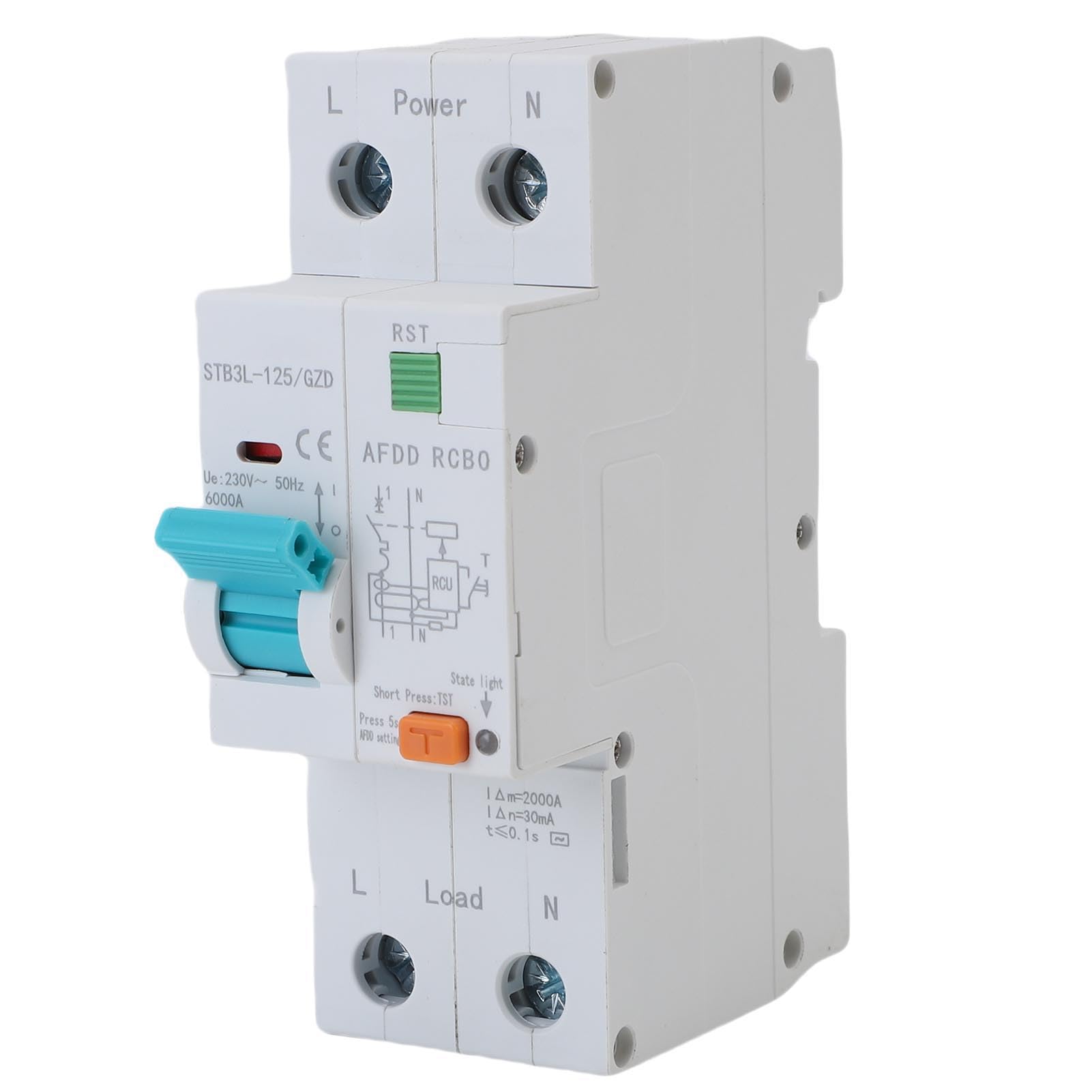 FTVOGUE Interruttore Automatico Salvaarco 1P+N AFDD RCBO RCCB Interruttore Automatico Miniaturizzato 63A con Protezione Dalle Perdite di Sovraccarico per Impianti Elettrici Domestici e Industriali