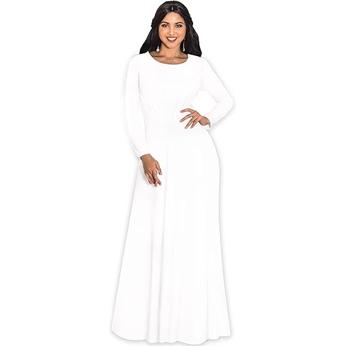 KOH KOH Womens Long Sleeve Soft Flowy Empire Waist Fall Winter Party Gown
