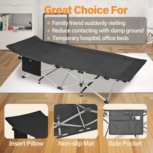 BDL Camping Cot for Adults,Portable Sturdy Heated Sleeping Cot with Carry Bag Outdoor Lightweight Camping Bed, Large Outdoor Foldable Travel Cots for Camping Beach Home Nap - Thumbnail 6