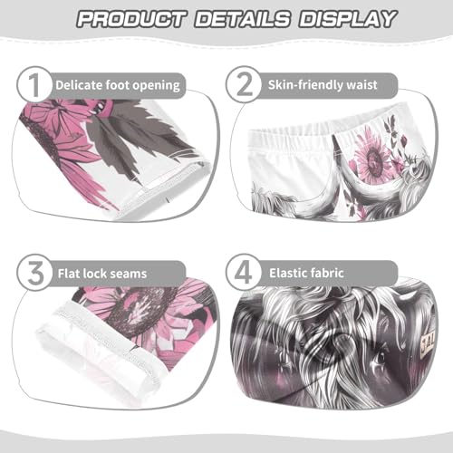 Toddler Girls Leggings Printed Yoga Pants Leggings Highland Cow Pink Floral for Kids3