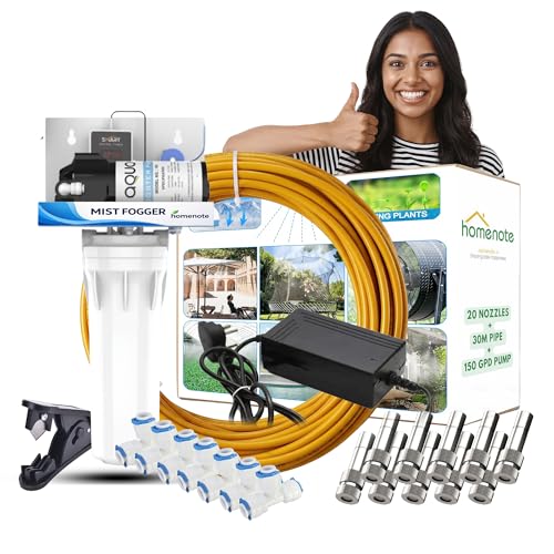 Image of Homenote Automatic Timer Mist Maker Fogger for Home & Poultry Farm with 150 GPD Pump, 20 Nozzles & 30m Pipe | Fogger kit for Dairy Farm | Ideal for Outdoor Cooling & Humidification Use(Yellow)