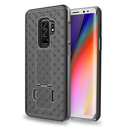 Bekase Galaxy S9+ Plus Case, (Tm) Hard Shell Holster Combo Matte Finish Protective Slim Case For Samsung Galaxy S9+ Plus With Kickstand And Locking Belt Swivel Clip (Black) #TOP4