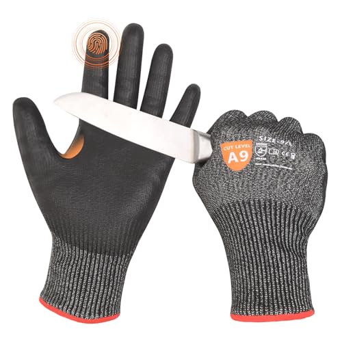 Donfri A9 Cut Resistant Work Gloves for Men - Steel + HPPE Hybrid Safety Gloves for Men, ANSI Cut...