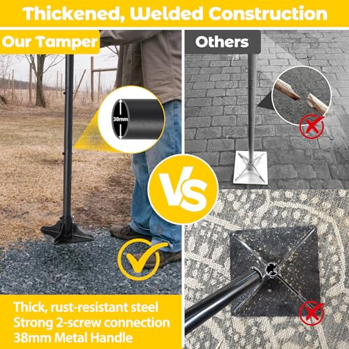 Tamper Tool, Heavy Duty 8"x 8" Steel Ground Tamper Tool for Garden Yard, Metal Hand Landscaping Tampers for Dirt, Soil,Concrete,Asphalt,58 Inch Long Handle,Driveway Repairing, Pathway Ground Leveling - Image 4