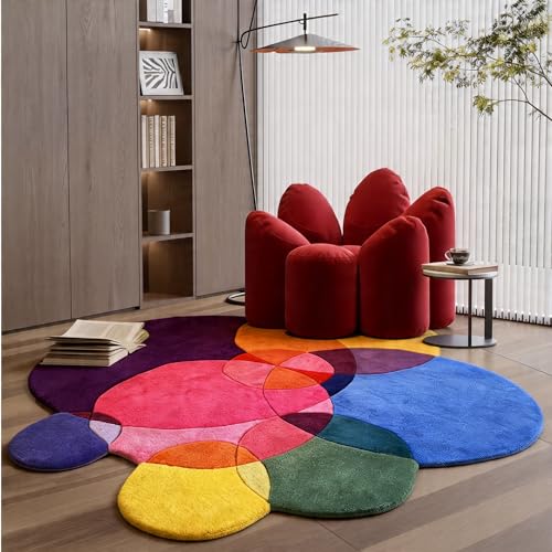 Tapete irregular redondo colorido 4ft para dormitorio miniatura 1