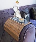 SAPPHIRE HOME Couch Arm Table, Foldable & Flexible Sofa Arm Tray, Large Couch Arm Tray with Phone Holder (Brown)
