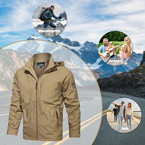 Men's Softshell Jacket with Hood Lined Windproof Outdoor Jackets Spring Autumn Coats for Hiking,Traveling3