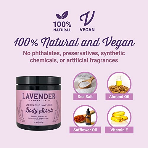 Exfoliating Lavender Body Salt Scrub | Face Exfoliator | Foot Scrub | Meaningful Beauty Products | Apricot, Almond, Vitamin E Scrub | Dead Skin Remover | Natural Ingredients | Body Scrubs For Women 8 Oz #TOP4