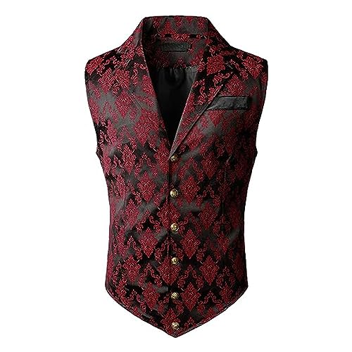 Herren Viktorianischer Anzug Weste Steampunk Gothic Weste Herren Paisley Weste Formelle Hochzeit Party Gothic Steampunk Revers Weste für Herren