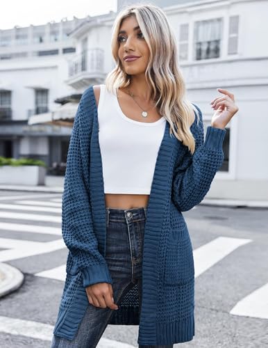 Image of Zeagoo Women's 2025 Fall Open Front Cardigan Long Batwing Sleeve Chunky Knit Sweater Loose Outerwear Coats with Pockets