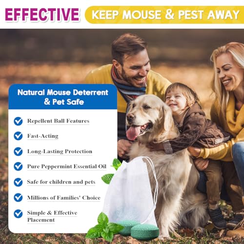 Rodent Mouse Repellent Indoor Outdoor - Peppermint Oil to Repel Mice Mole and Rats, Bug Insect Spider Repellent Pouches, Pest Control Natural Deterrent Safe for Pets & Family 24 Packs