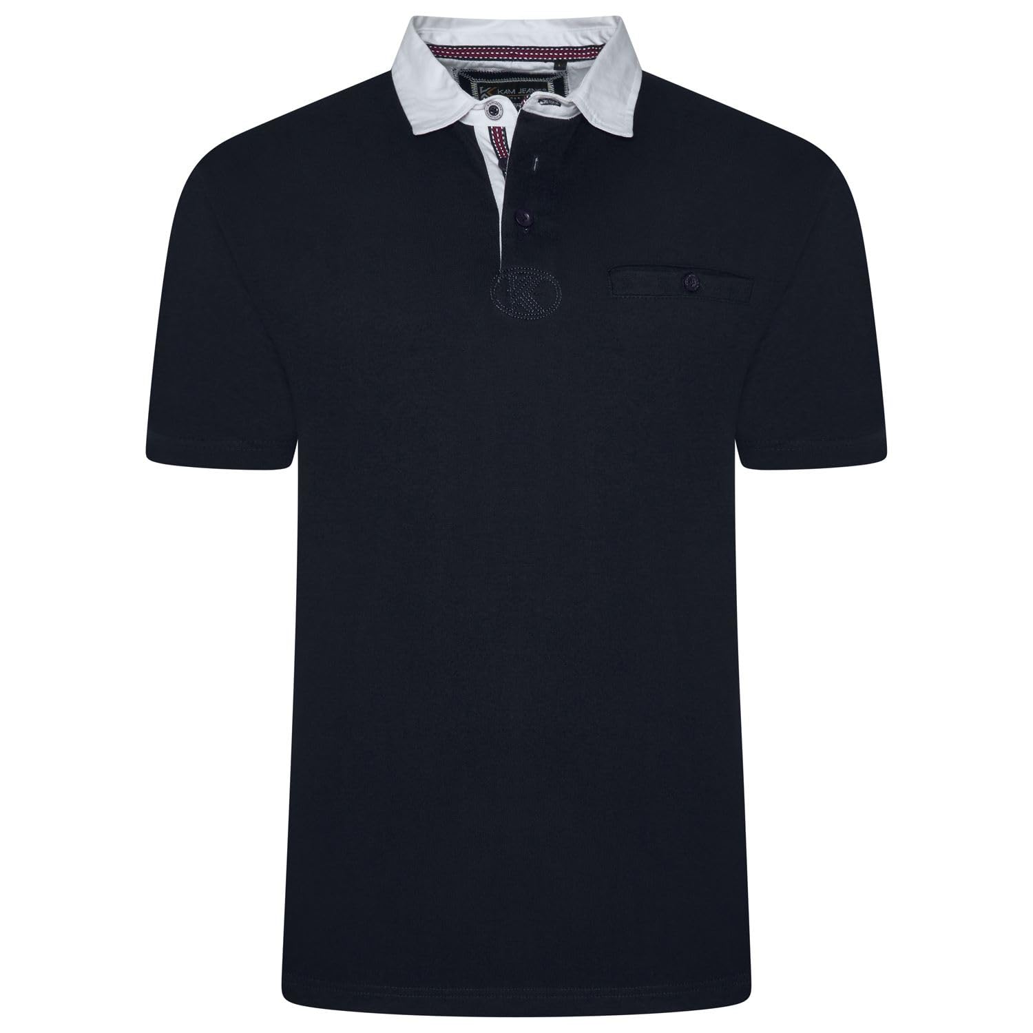 Kam Men's Carbon Rugby Polo Plain Short Sleeved Contrast Collared Plus Size 2XL-8Xl 5549 (Uk, Alpha, 7XL, Plus, Regular, Charcoal)