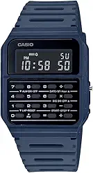 Relógio masculino vintage CA53W-1 calculadora, Azul, Relógio de quartzo