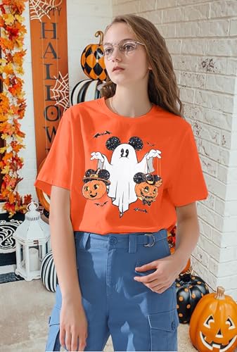 BLANCHES Halloween Shirts Women Cute Ghost Pumpkin Spooky Season Tee — view 4