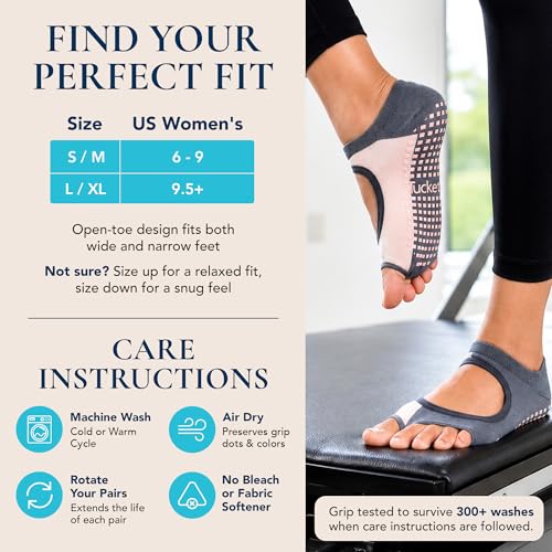 Image of Tucketts Allegro Toeless Pilates Socks with Grips for Women, Non-Slip Open-Toe Grip Socks, Yoga, Barre, Dance, Reformer, Home