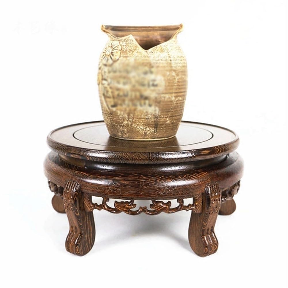 Sockel für Skulpturen Pflanzenständer Bonsai-Vasensockel, runder Holzständer zur Dekoration Sockel(Groß)