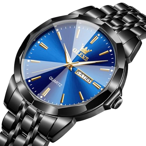 Image of OLEVS Watches for Men Business Dress Diamond Analog Quartz Big Face Luxury Classic Stainless Steel Waterproof Luminous Two Tone Wristwatch