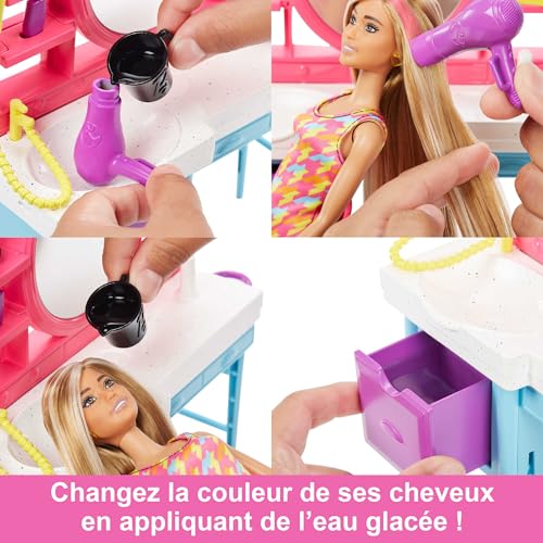 Barbie Poupée Mannequin Fashionistas Poupée avec Fauteuil Roulant et Rampe Cheveux Noirs frisés Combishort cœurs Multicolores vêtements et Accessoires Jouet Enfant Dès HJT14 - vue 7