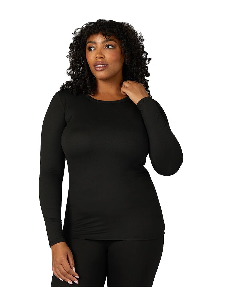 32 Degrees Women's Lightweight Baselayer Crew Top | Form Fitting | Long Sleeve | 4-Way Stretch | Thermal