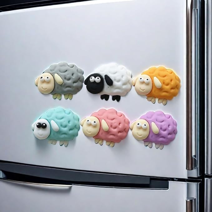 6 imanes decorativos pequeños de oveja para refrigerador