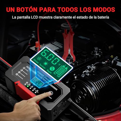 Miniatura 4 de Ydbao Cargador Baterias Coche 12v 10a Cargador De Baterias Coche Y Moto Inteligente Con Reparación Y Pantalla Lcd Y Múltiples Protecciones Cargadors De Batería Para Auto,Moto, Camión, Agm, Sla, Gel