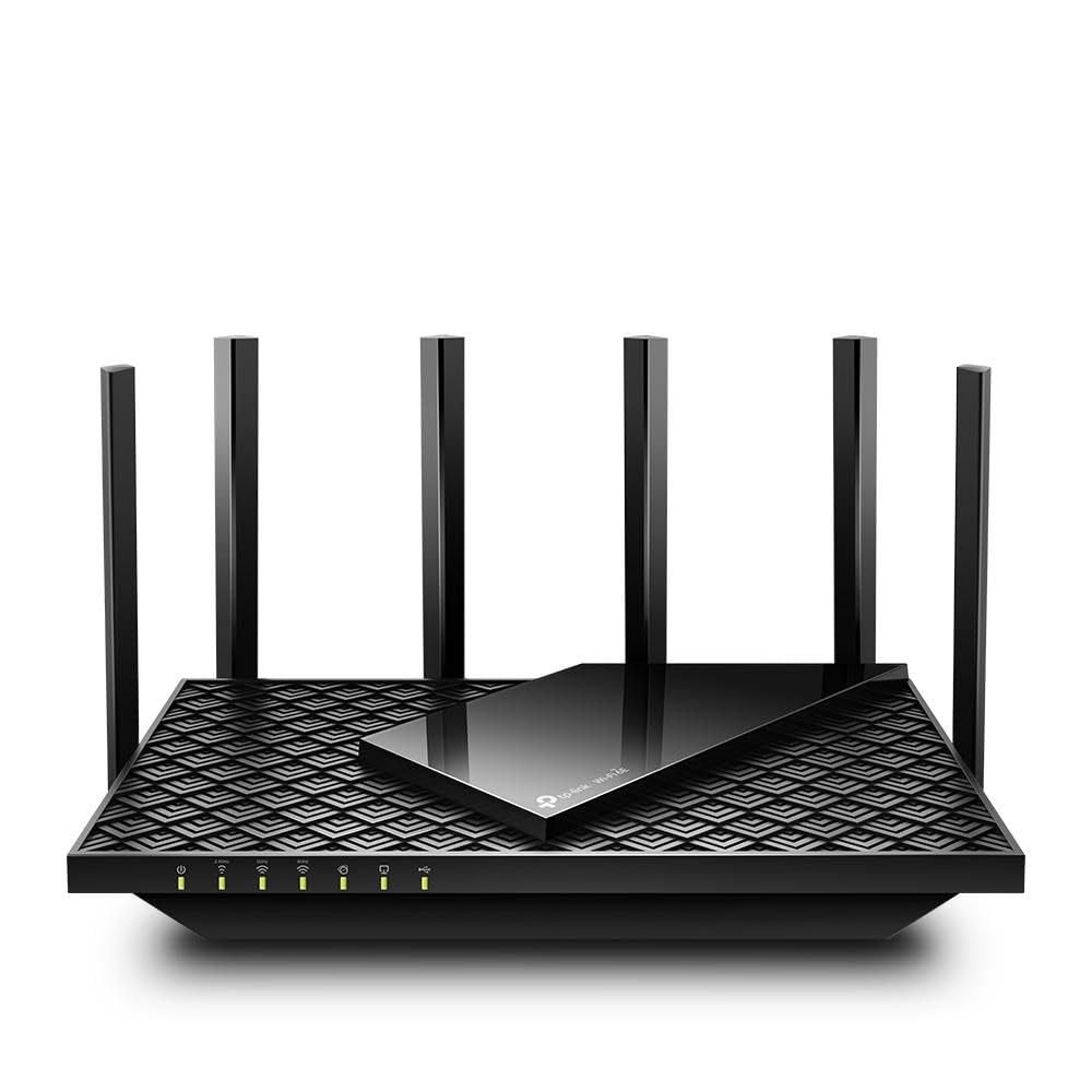 TP-Link Gigabit Wi-Fi 6 Router, Wi-Fi Speed up to 5400 Mbps, USB 3.0 Port, 1.7 GHz Quad-Core CPU, with OneMesh and HomeShield, Compatible with Alexa (Archer AXE75) Black