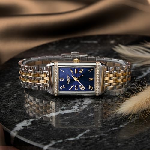 Image of Carlton London Women Amara Analog Watch, Rectangle Dial, Stainless Steel Strap, Quartz Movement, 30M Water Resistant, Casual Wear