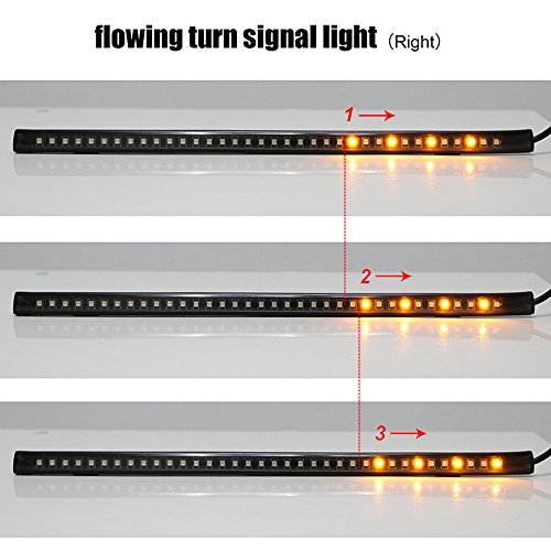 Powstro Led Car Motorcycle Strip Light, Universal 12" Flexible 36-Led Tail Brake Stop Light Bar Flowing Turn Signal Lights Position Marker Lamp Smd 3528 #TOP6