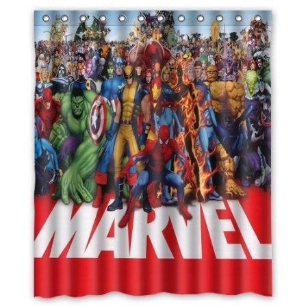 ARTSWOW Custom Waterproof Polyester Fabric Marvel Hero Avenger Captain America Shower Curtain Standard Size 60x72