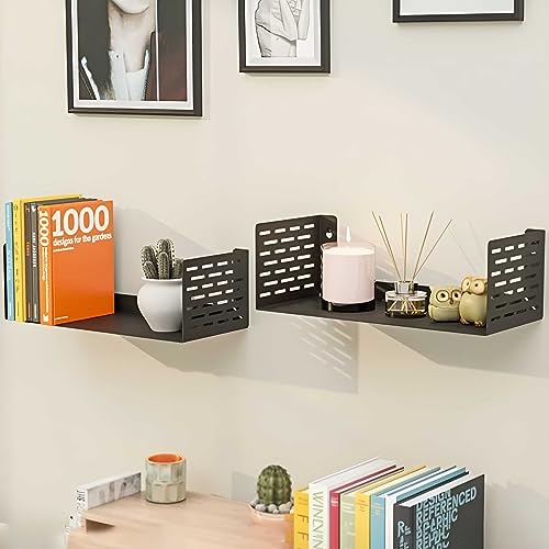 Image of Spillbox Metal Shelf|Storage Rack|Multipurpose Metal Rack|Floating Wall Shelves|Bathroom Shelves|CD /DVD Organizer|Heavy-Duty Storage|Bookshelf |Plant Stand|Lohe Ki Almari- U Shape Shelf(Small, Black)