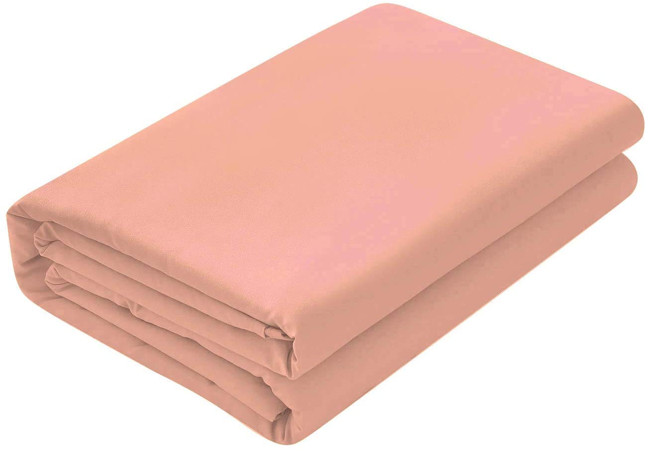 1 Piece Bed Flat Sheet - Peach - 1000 Thread Count Egyptian Cotton Top Sheet - Oversized King 132 x 110 Inches - Extra Large Flat Sheets Oversize Flat Sheets