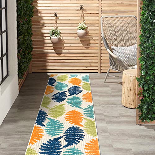 Rugshop Seville Floral Leaves Non-Shedding Patio Deck Backyard Indoor/Outdoor Runner Rug 2' X 7' Multi #TOP27