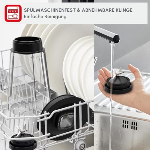 Tefal PerfectMix Essential Hochgeschwindigkeits-Standmixer, stufenlos einstellbare Geschwindigkeit, Pulsfunktion, abnehmbare Powelix-Klingen, hitzebeständiger 2 l Glasbehälter, 1200 W, Grau, BL771BF0