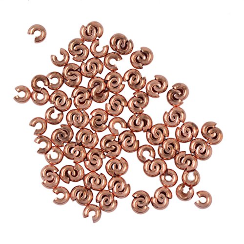 freneci 100pcs Craft Crimp Knot Cover Bright Beads DIY Making Fashion Jewelry Findings - Rose Gold, 4mm