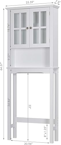 Miniatura 2 de Spirich Gabinete de almacenamiento para baño sobre el inodoro, estante de almacenamiento sobre el inodoro con puertas de vidrio de ventana, gabinete