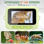 Digital Microscope for Kids Handheld Miniscope: 1000X 3 Screen Rechargeable Mini Pocket Portable Miniscope Magnifying Glass 4K Coin Jewelry Loupe Edu Science STEM Toy Gift 4-12 Boys Girls (Green)