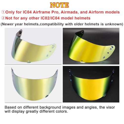 Image of PSLER Shatterproof Helmet Visor for Airform Airmada Airframe pro,Deep Gold | Impact-Resistant ,UV400 Protection, Motorcycle Tinted Face Shield Replacement for icon Airform Airmada Airframe pro ic04