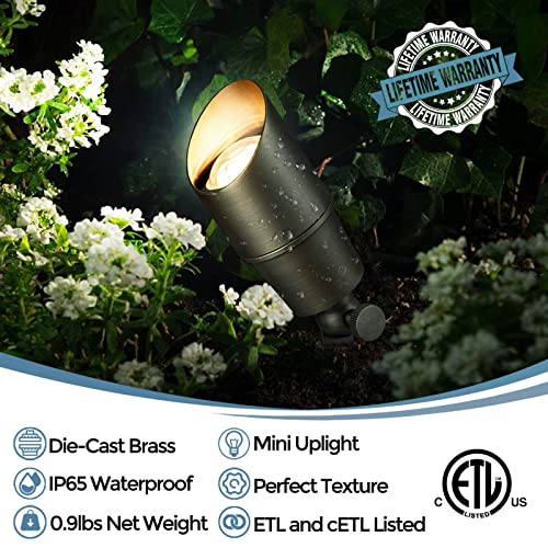 Gardencoin Solid Brass Outdoor Landscape Spotlights, 12V Low Voltage Directional Led Light Waterproof For Garden Uplighting, Bronze Yard Accent Lighting Fixture Without Bulb, 6 Pack #TOP1