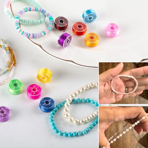 Pack de 25 bobinas de hilo elástico en colores surtidos para máquina de coser, con caja de almacenamiento para joyería y manualidades miniatura 5