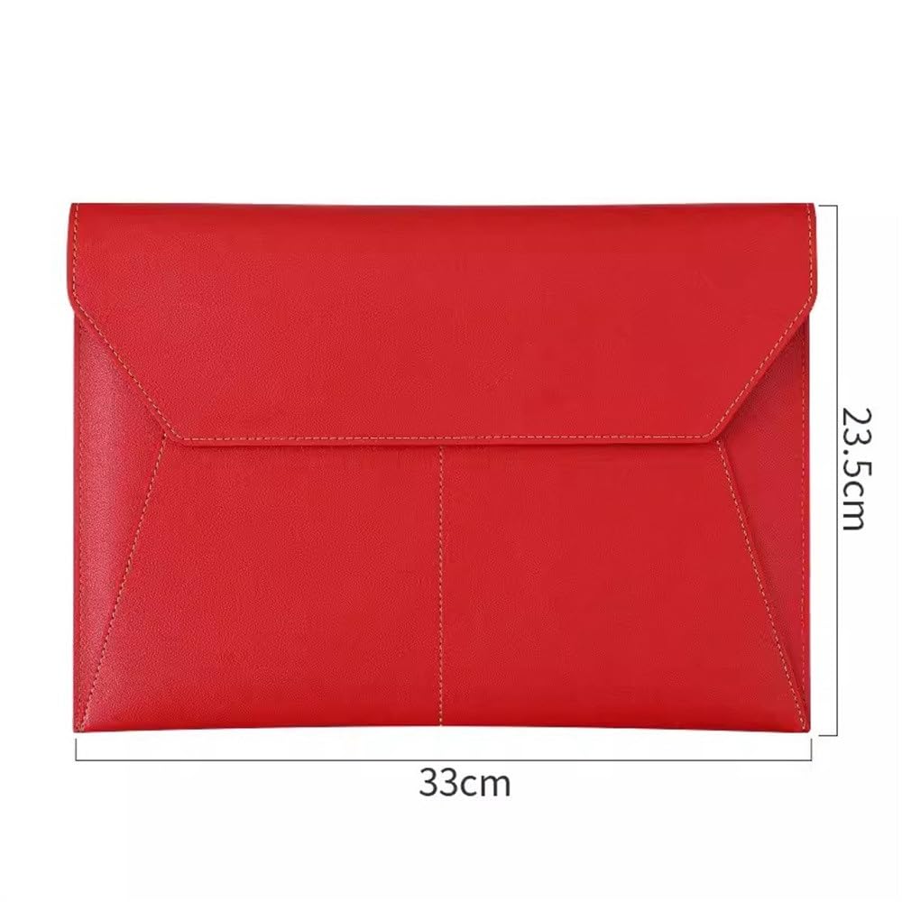 Etui na dokumenty ze skóry PU, Teczka na dokumenty ze skóry PU, 33 x 23,5 cm, wielokolorowa, opakowanie 2 szt.(Red)