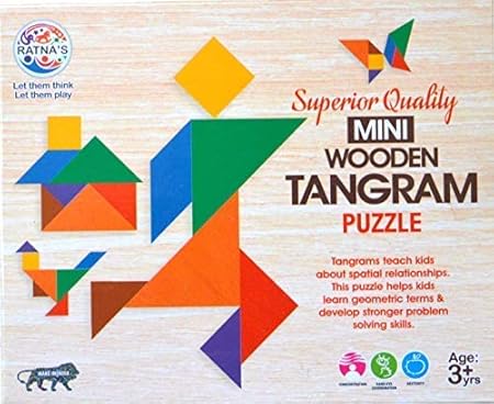 PurpleFly Superior Quality Mini Wooden Tengram Puzzle Game - Birthday Return Gift (Pack of 6)