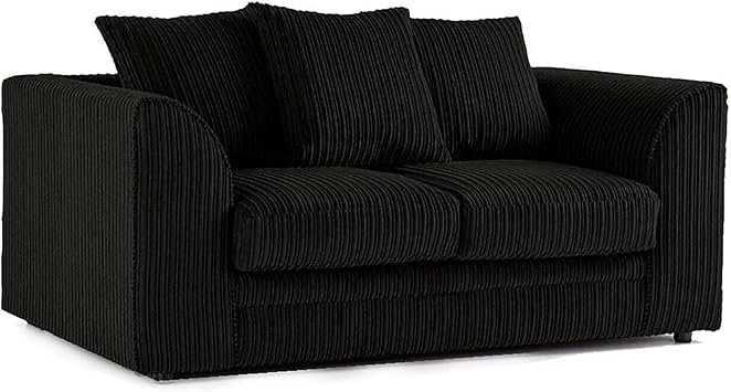 Chicago 3-Seater and 2-Seater Corduroy Sofa Set, Many Colours BLACK, 2 SEATER