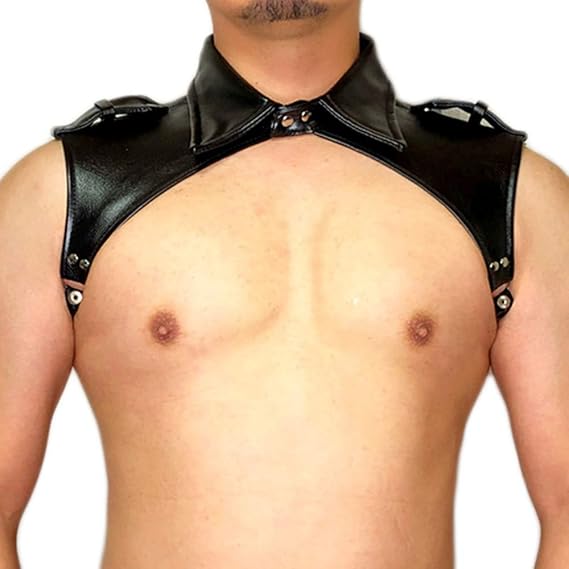 Amazon Co Jp ショルダーハーネス レザーコスプレ ボンテージ 拘束衣 合皮 襟付き 束縛 メンズランジェリー 仮装 変装 ボディースーツ Gogoboy 衣装 大人用 おもちゃ Gmpd Lgbt Gtline Favolic ファボリック Free Black ホビー